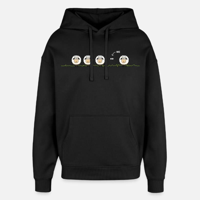 Mouton noir – Illustration - Sweat à capuche unisexe Stanley/Stella Oversized - noir