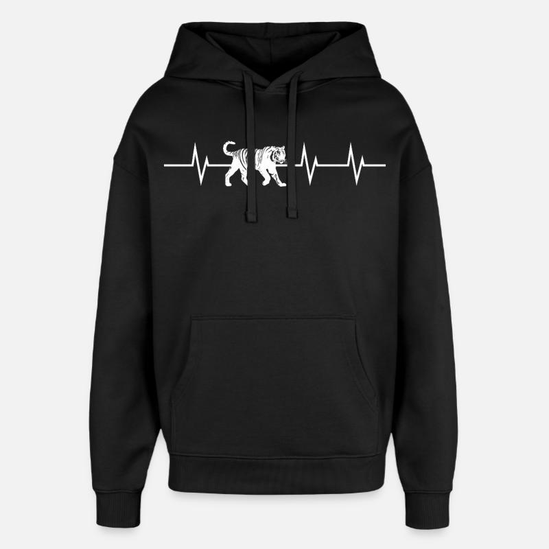Battement de cœur d’un tigre - Sweat à capuche unisexe Stanley/Stella Oversized - noir