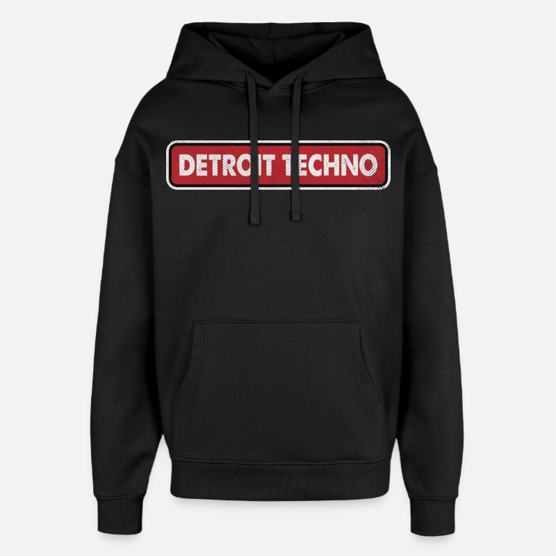 Logo rétro techno de Détroit - Sweat à capuche unisexe Stanley/Stella Oversized - noir