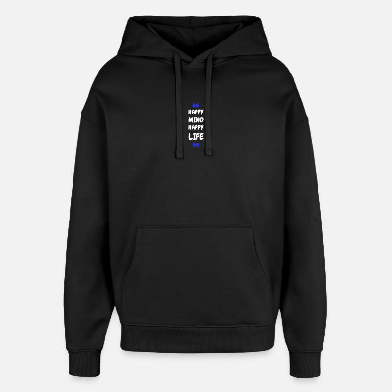 Fröhlicher Geist, Glückliches Leben - Sweat à capuche unisexe Stanley/Stella Oversized - noir