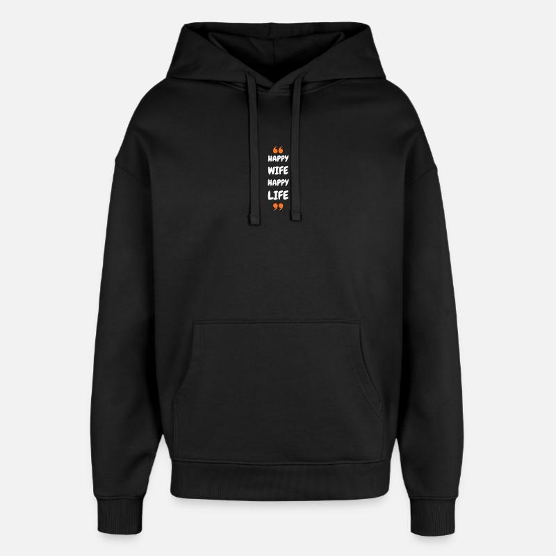 Femme Heureuse Vie Heureuse - Sweat à capuche unisexe Stanley/Stella Oversized - noir
