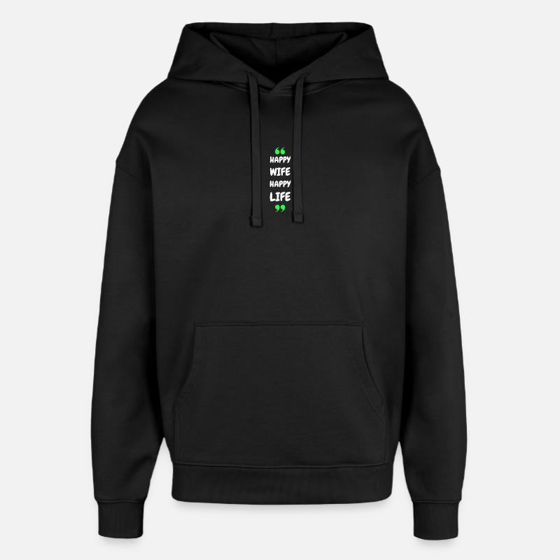 Femme Heureuse Vie Heureuse - Sweat à capuche unisexe Stanley/Stella Oversized - noir