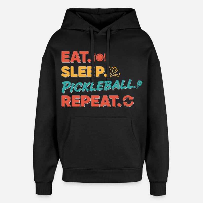 Pickleball rolig spelare ät sov pickleball - Stanley/Stella Oversized Huvtröja Unisex - svart