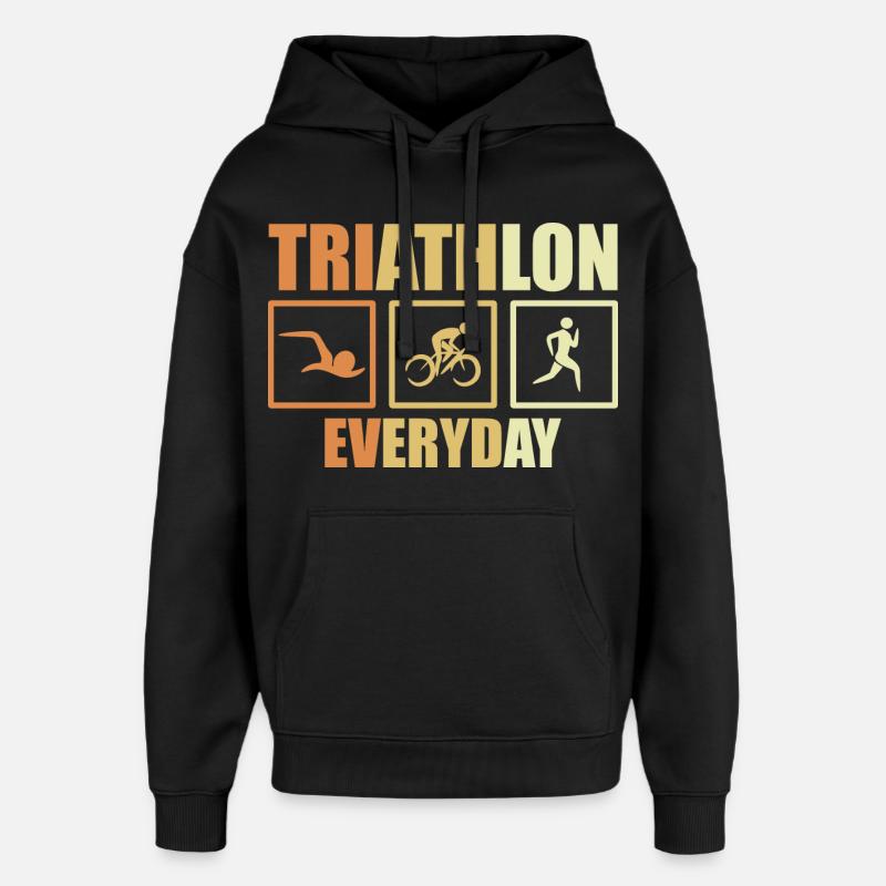 Routine de triathlon à vélo - Sweat à capuche unisexe Stanley/Stella Oversized - noir