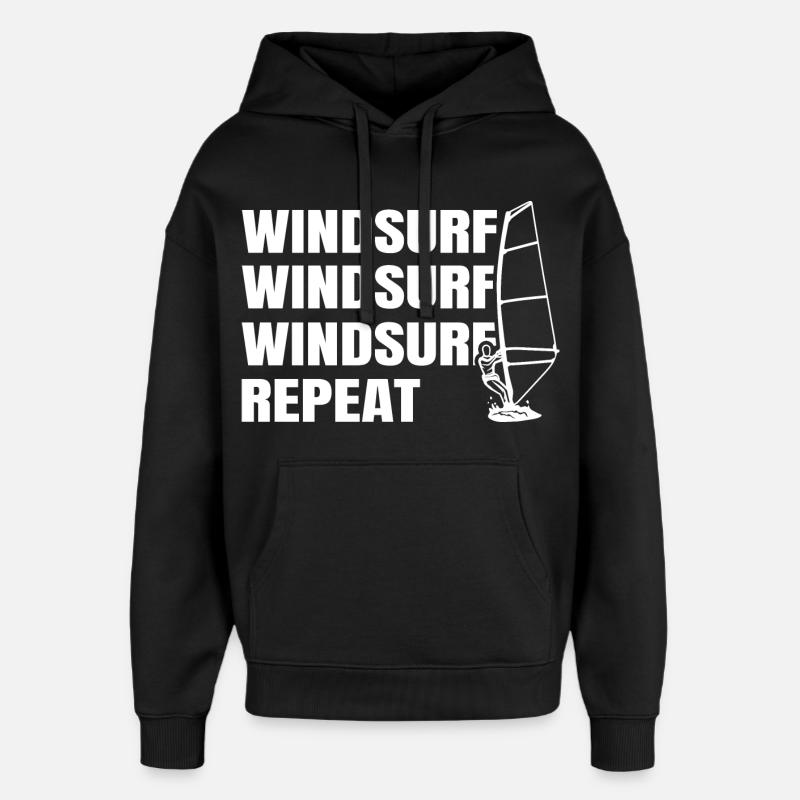 Planche à voile - Sweat à capuche unisexe Stanley/Stella Oversized - noir