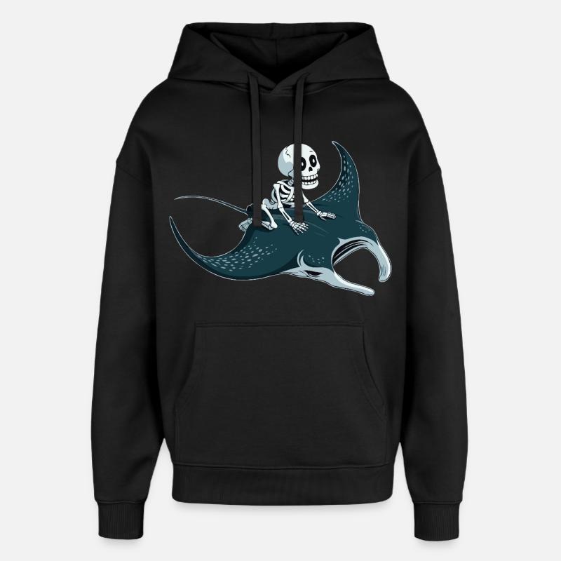 Squelette sur raie manta - Sweat à capuche unisexe Stanley/Stella Oversized - noir