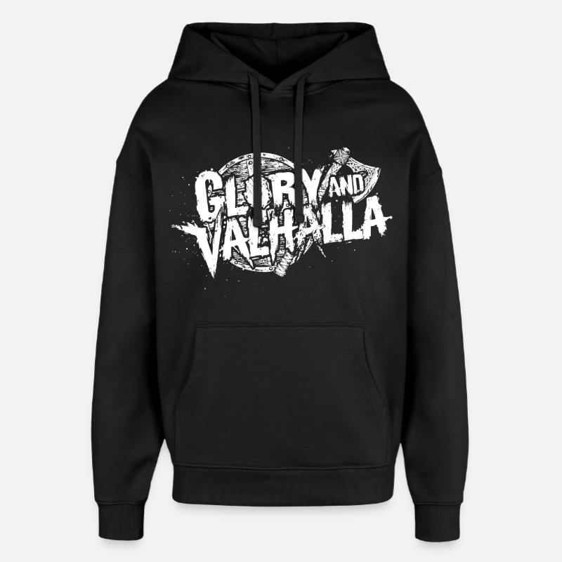 Gloire et Valhalla - Sweat à capuche unisexe Stanley/Stella Oversized - noir