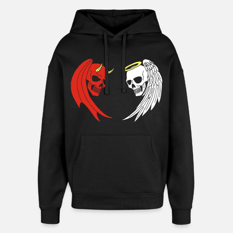 Engel und Dämon Skelett - Oversized Unisex Hoodie von Stanley/Stella - Schwarz