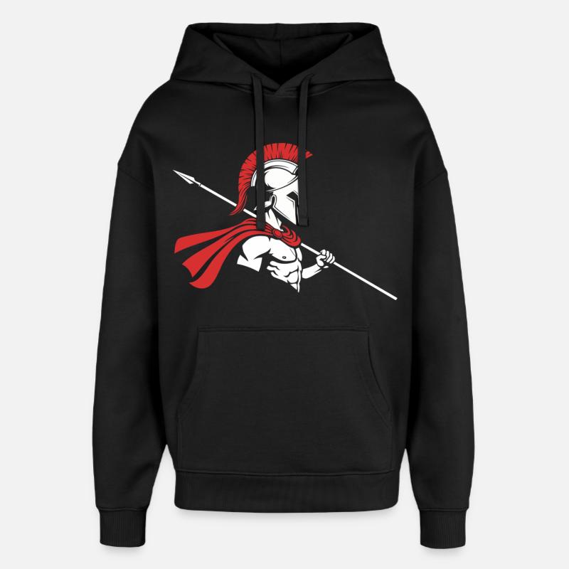 Spartan Profile Spear Logo Maskottchen Krieger - Oversized Unisex Hoodie von Stanley/Stella - Schwarz