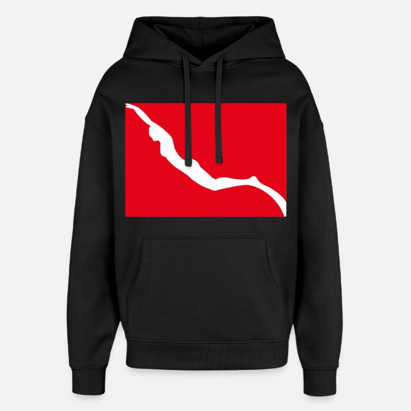 Drapeau d’apnée avec fille apnéiste - Sweat à capuche unisexe Stanley/Stella Oversized - noir