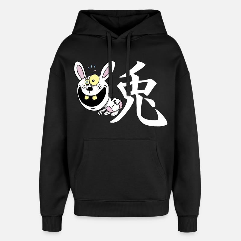 Crazy Rabbit manga - Oversized Unisex Hoodie by Stanley/Stella - black