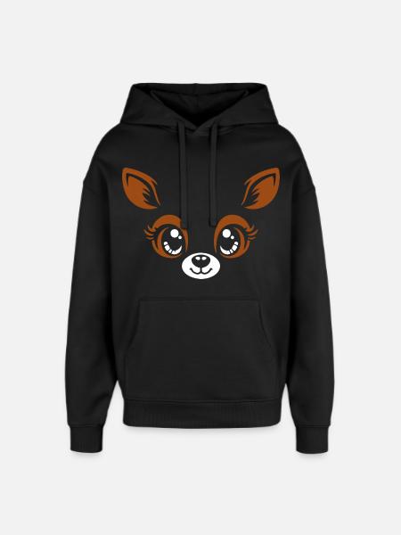 Deer | Big Face Costume Carnival Disguise - Oversized Unisex Hoodie by Stanley/Stella - black