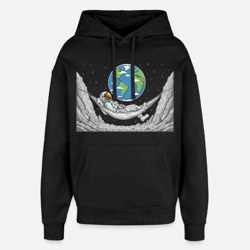 Astronaute Espace Hamac Lune Terre Repos - Sweat à capuche unisexe Stanley/Stella Oversized - noir