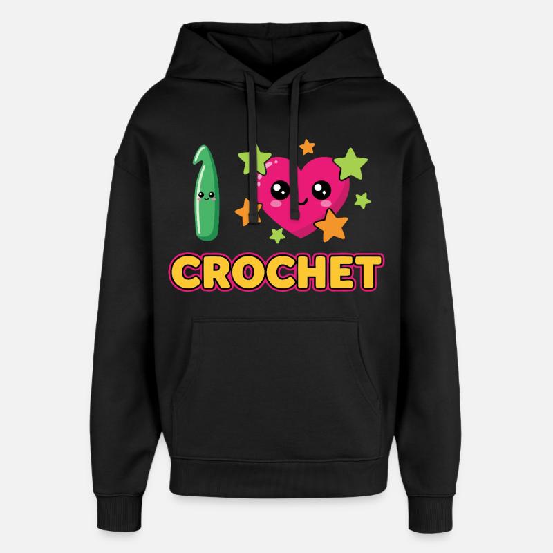 J’adore le crochet Häkeln - Sweat à capuche unisexe Stanley/Stella Oversized - noir