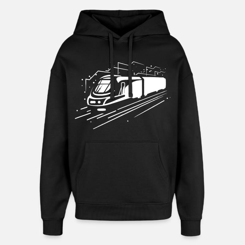 Train de dessin animé - Sweat à capuche unisexe Stanley/Stella Oversized - noir