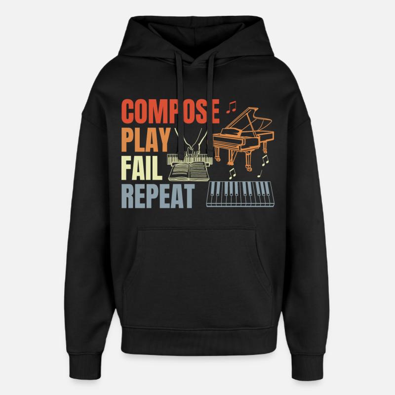 Routine de pianiste - Sweat à capuche unisexe Stanley/Stella Oversized - noir