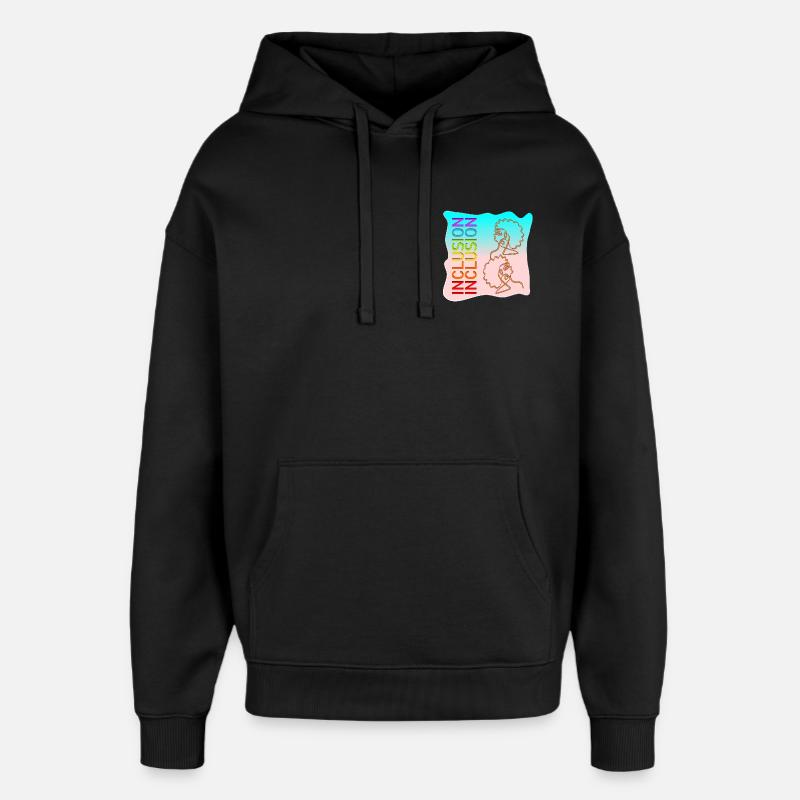 INCLUSION DIVERSITÉ DESSIN AU TRAIT - Sweat à capuche unisexe Stanley/Stella Oversized - noir
