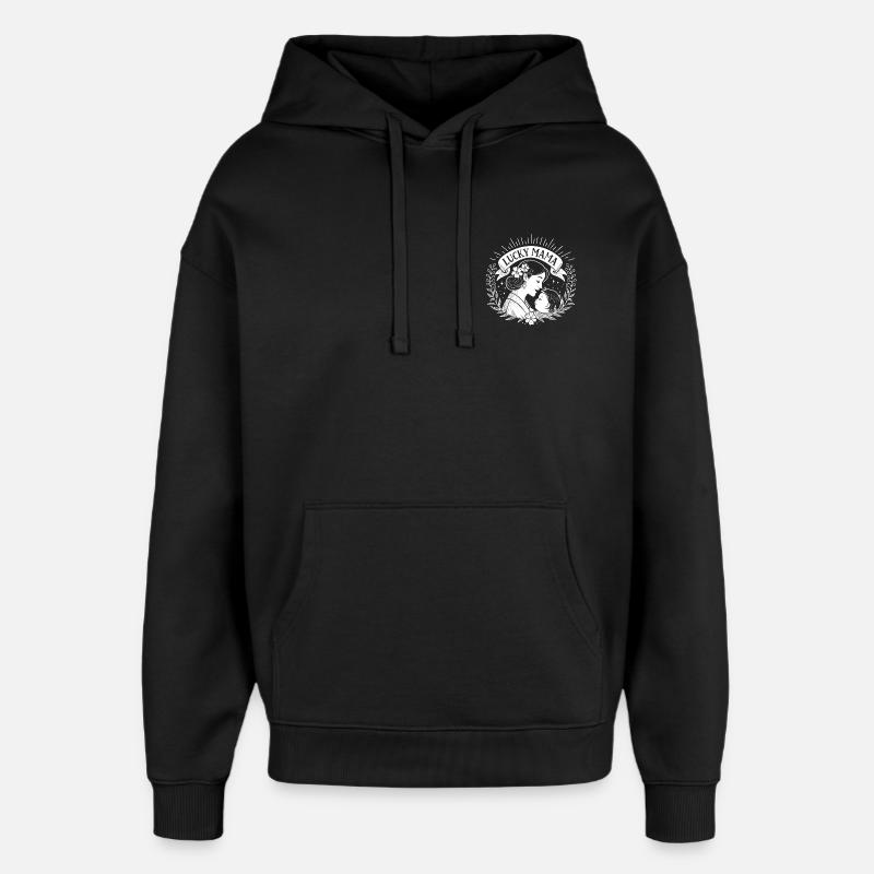 Lucky mama avec bébé - Sweat à capuche unisexe Stanley/Stella Oversized - noir
