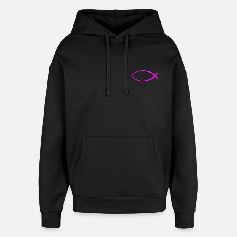 Ichtus fish solid pink - Oversized Unisex Hoodie by Stanley/Stella - black