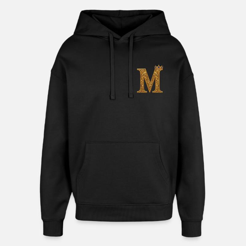 Monogramme M doré baroque - Sweat à capuche unisexe Stanley/Stella Oversized - noir