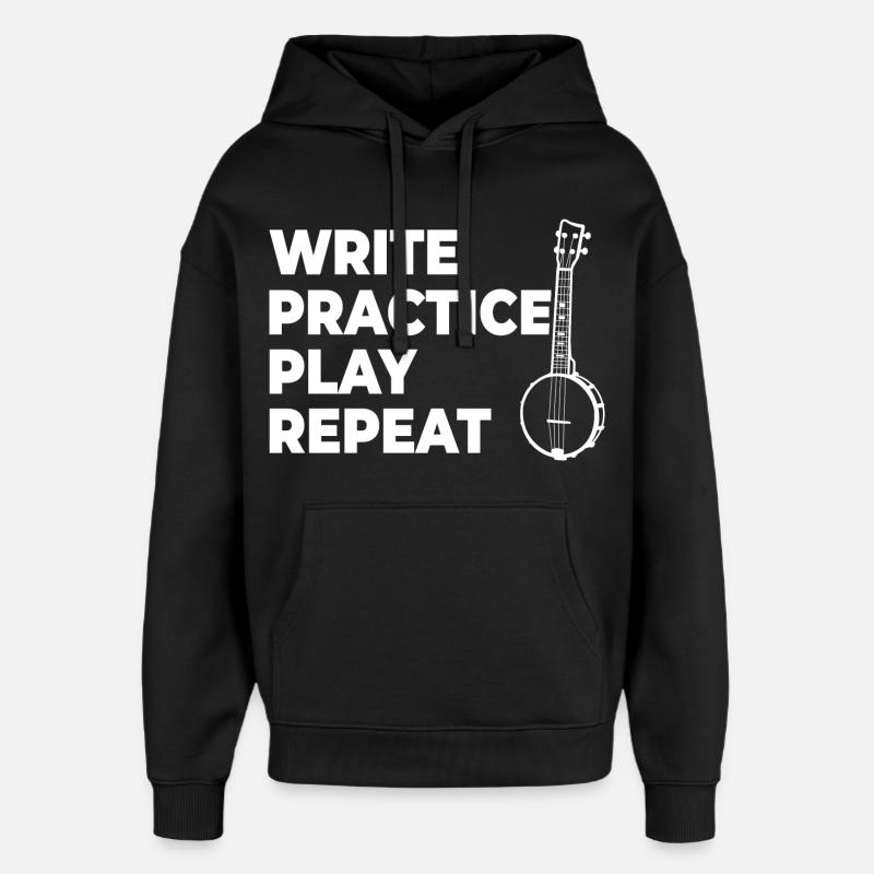 Writing, practicing, playing, repeating - Oversized Unisex Hoodie by Stanley/Stella - black