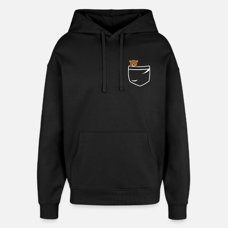 Poches ours en peluche - Sweat à capuche unisexe Stanley/Stella Oversized - noir