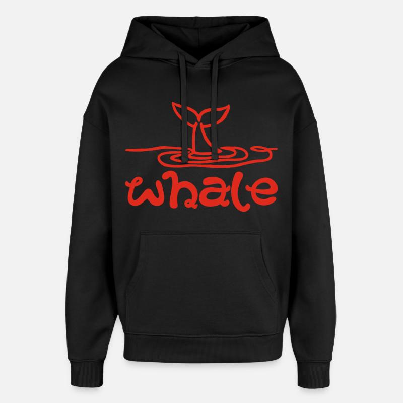 Le signe de la baleine (rouge) - Sweat à capuche unisexe Stanley/Stella Oversized - noir