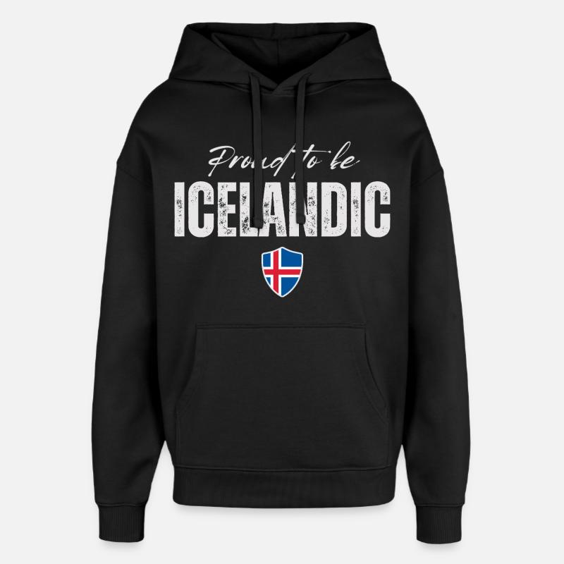 Fierté islandaise, drapeau islandais - Sweat à capuche unisexe Stanley/Stella Oversized - noir