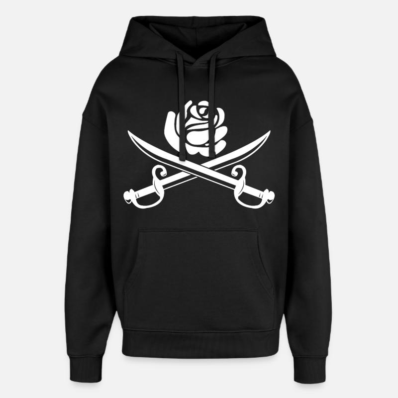 Fleur blanche et épées croisées - Sweat à capuche unisexe Stanley/Stella Oversized - noir