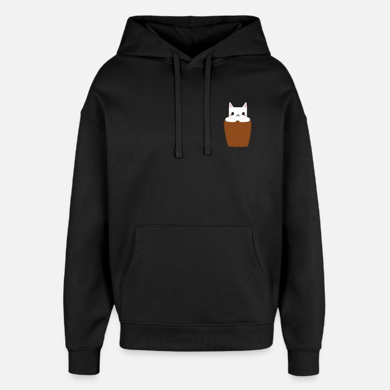 Chat dans la poche poitrine - Sweat à capuche unisexe Stanley/Stella Oversized - noir