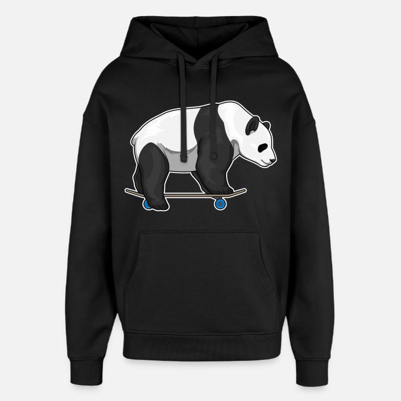Panda Skater Skateboard - Oversized Unisex Hoodie von Stanley/Stella - Schwarz