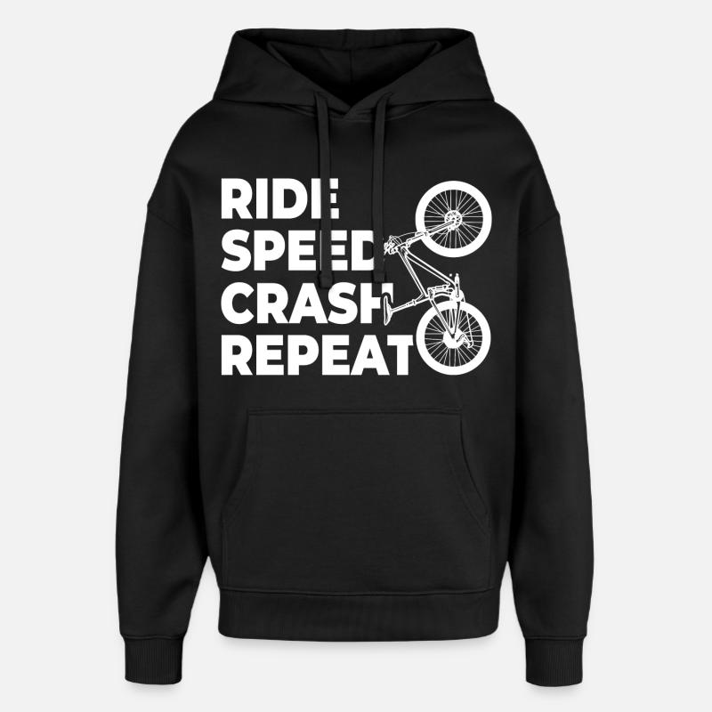 cyclisme, chute, répétition - Sweat à capuche unisexe Stanley/Stella Oversized - noir