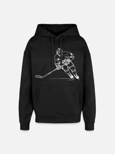 Hockey Player Line Art - Oversized Unisex Hoodie by Stanley/Stella - black