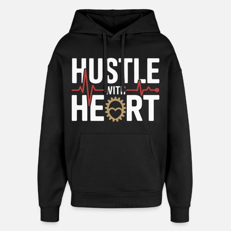 Hustle avec Heart Geardesign - Sweat à capuche unisexe Stanley/Stella Oversized - noir