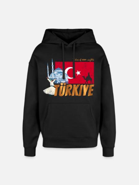 Türkiye Istanbul Vintage Flaga Turcja Sovenir - Stanley/Stella Oversized Bluza z kapturem unisex - czarny