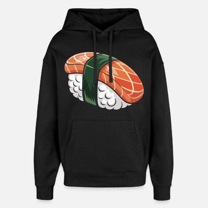 Sushi nigiri avec ruban vert - Sweat à capuche unisexe Stanley/Stella Oversized - noir