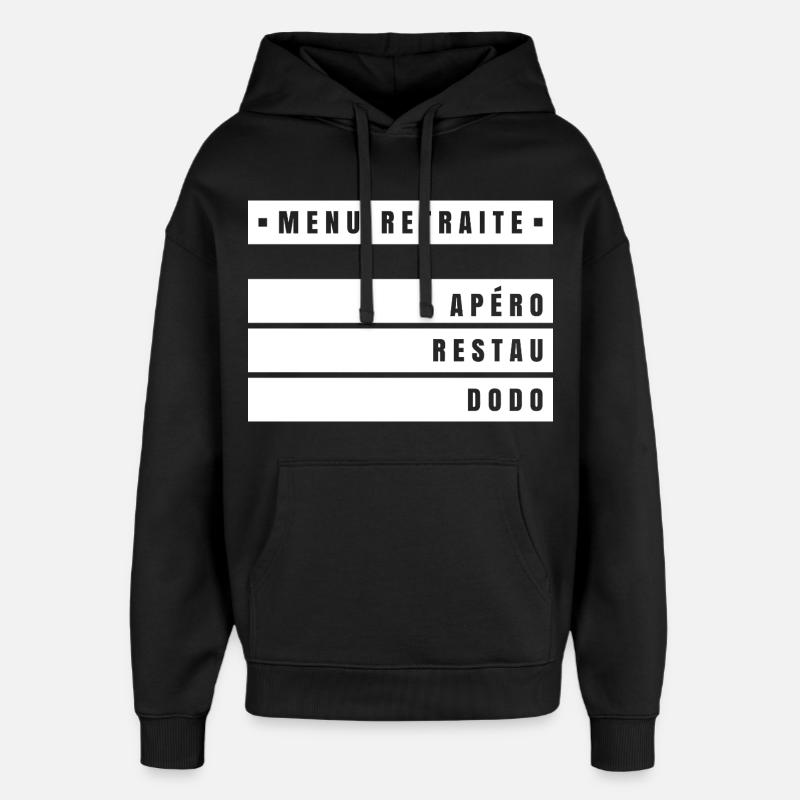 Menu Retraite (bandeau blanc) - Sweat à capuche unisexe Stanley/Stella Oversized - noir