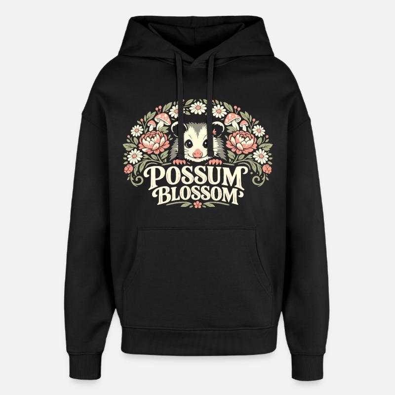 Fleur d’opossum - Sweat à capuche unisexe Stanley/Stella Oversized - noir