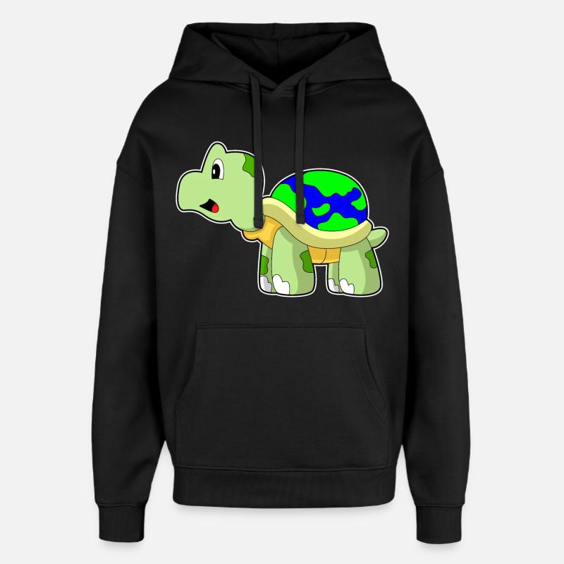 Turtle Earth Globe - Oversized Unisex Hoodie by Stanley/Stella - black