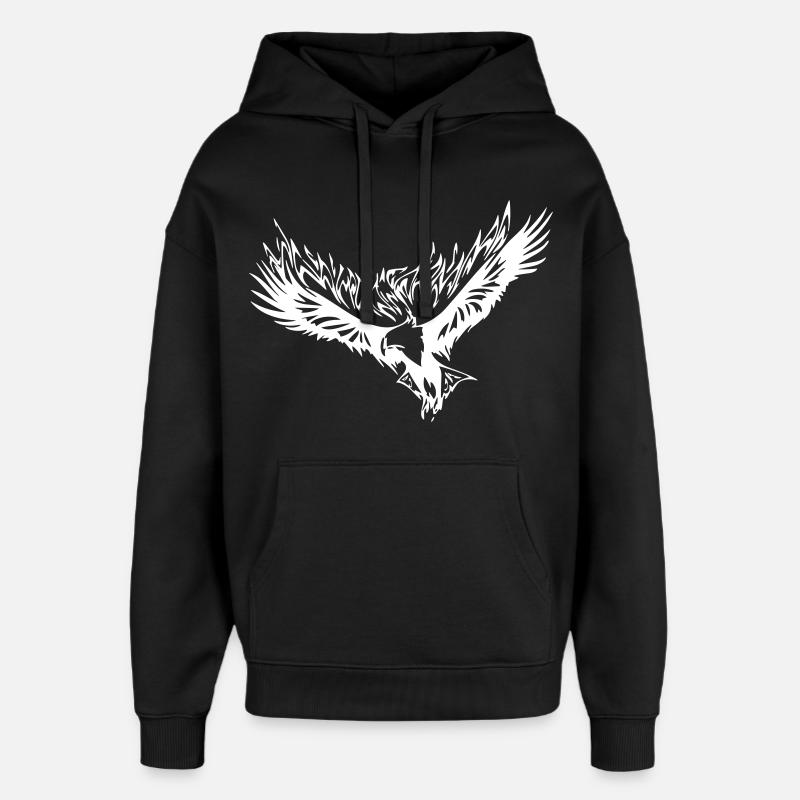 Aigle de flammes - Sweat à capuche unisexe Stanley/Stella Oversized - noir
