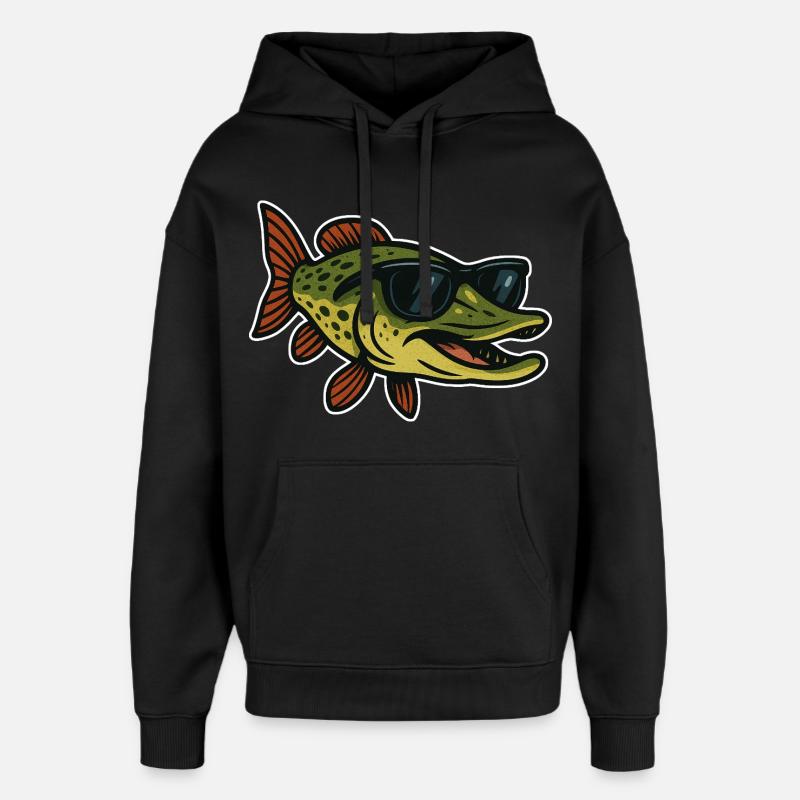Hecht mit Sonnenbrille - Oversized Unisex Hoodie von Stanley/Stella - Schwarz