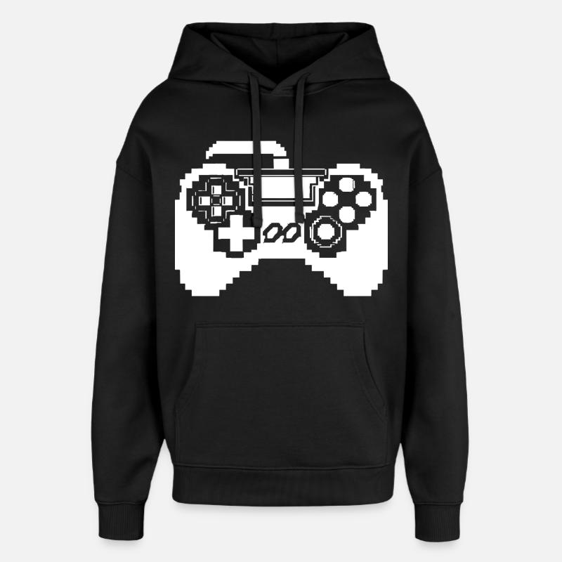 Game Controller Pixel Graphics - Oversized Unisex Hoodie by Stanley/Stella - black