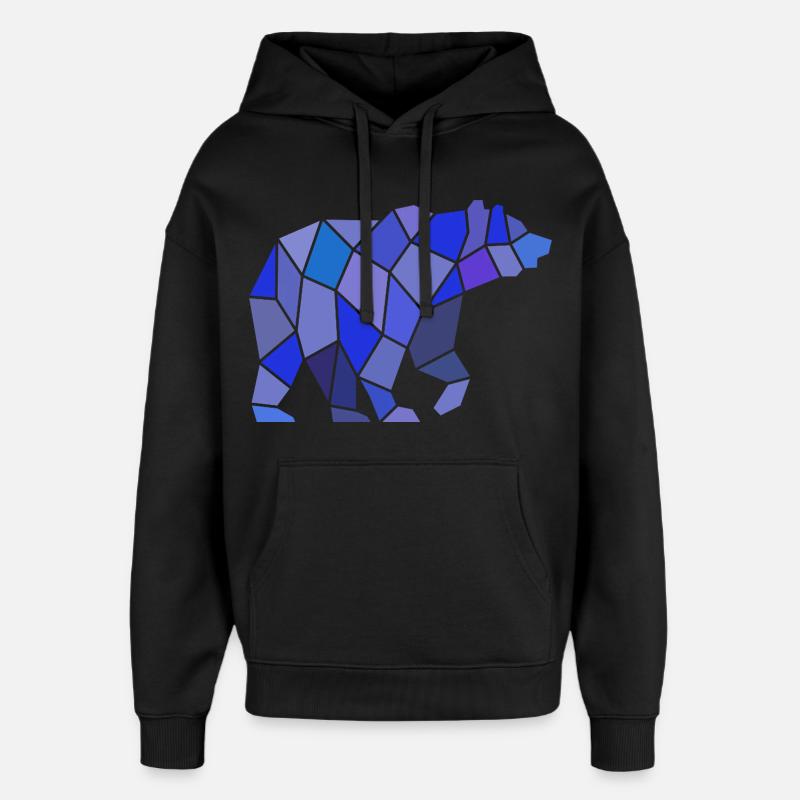 Ours géométrique dans la mosaïque - Sweat à capuche unisexe Stanley/Stella Oversized - noir