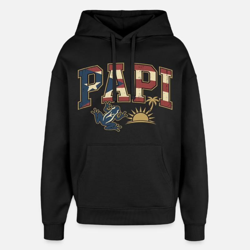 Papi Drapeau de Porto Rico - Sweat à capuche unisexe Stanley/Stella Oversized - noir