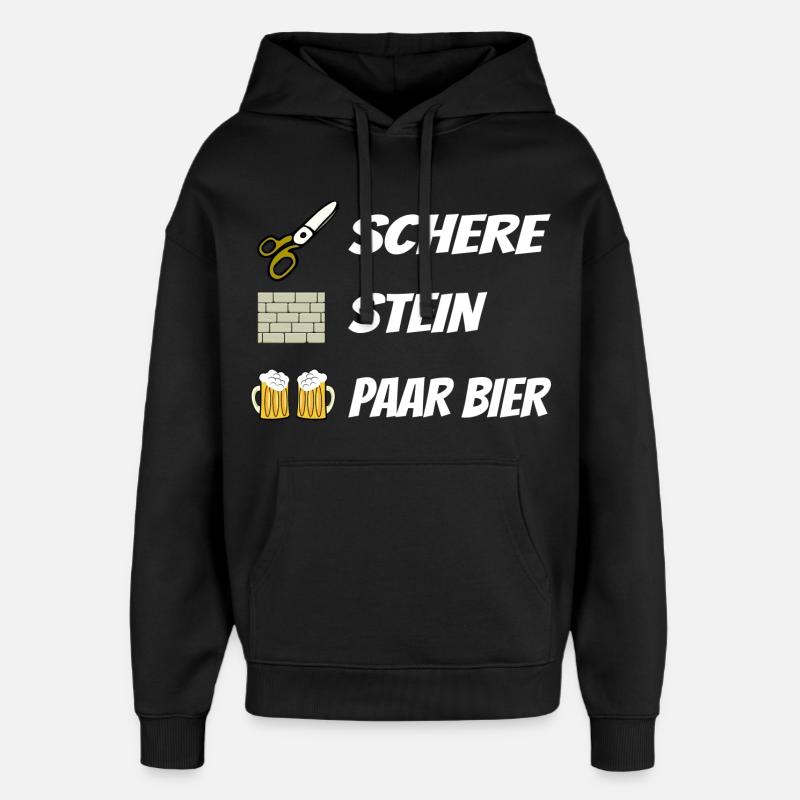 Schere , Stein, Paar Bier - Oversized Unisex Hoodie von Stanley/Stella - Schwarz
