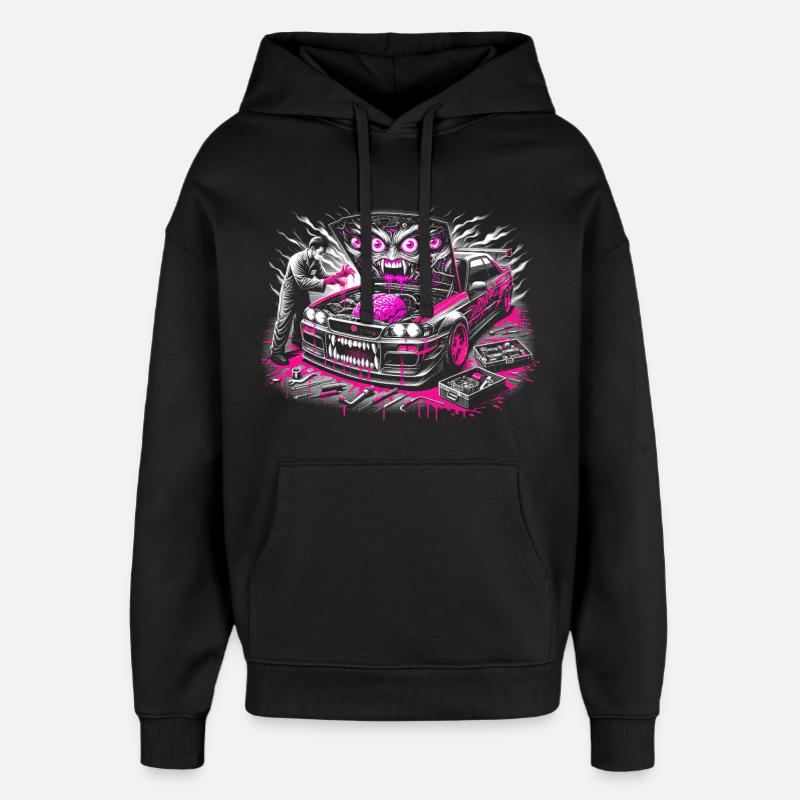 Neon Monster Car Graffiti Design - Sweat à capuche unisexe Stanley/Stella Oversized - noir