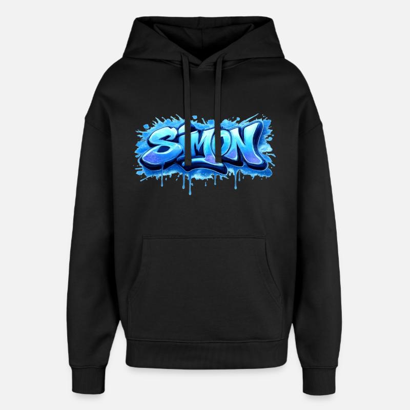 Graffiti  SIMON Prénom cadeau idéal imprimable  - Sweat à capuche unisexe Stanley/Stella Oversized - noir