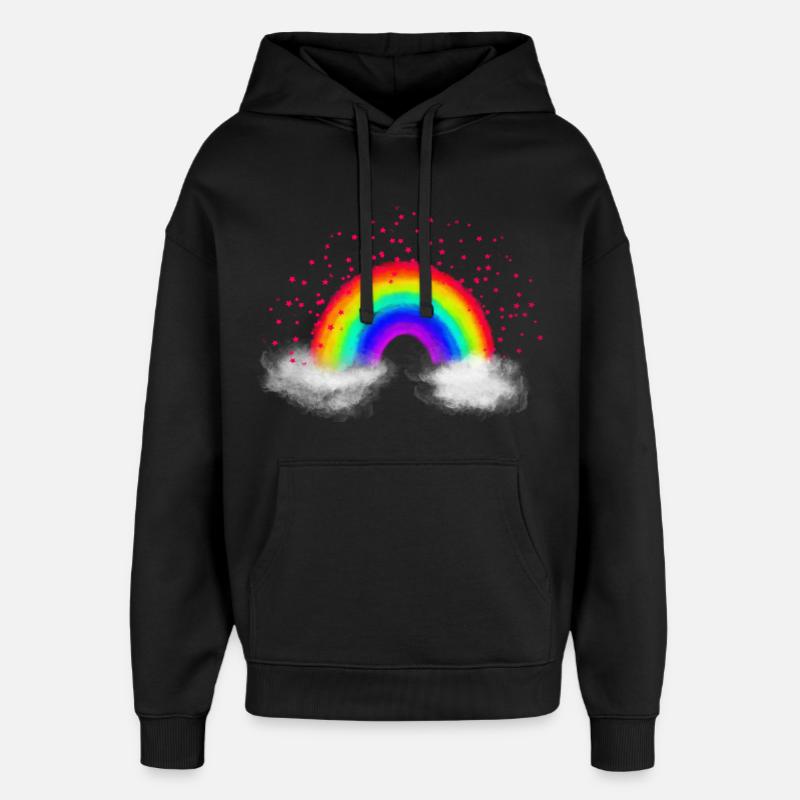 Nuages arc-en-ciel - Sweat à capuche unisexe Stanley/Stella Oversized - noir