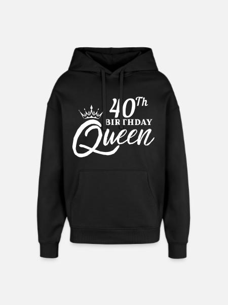 40th birtday queen - Oversized Unisex Hoodie by Stanley/Stella - black