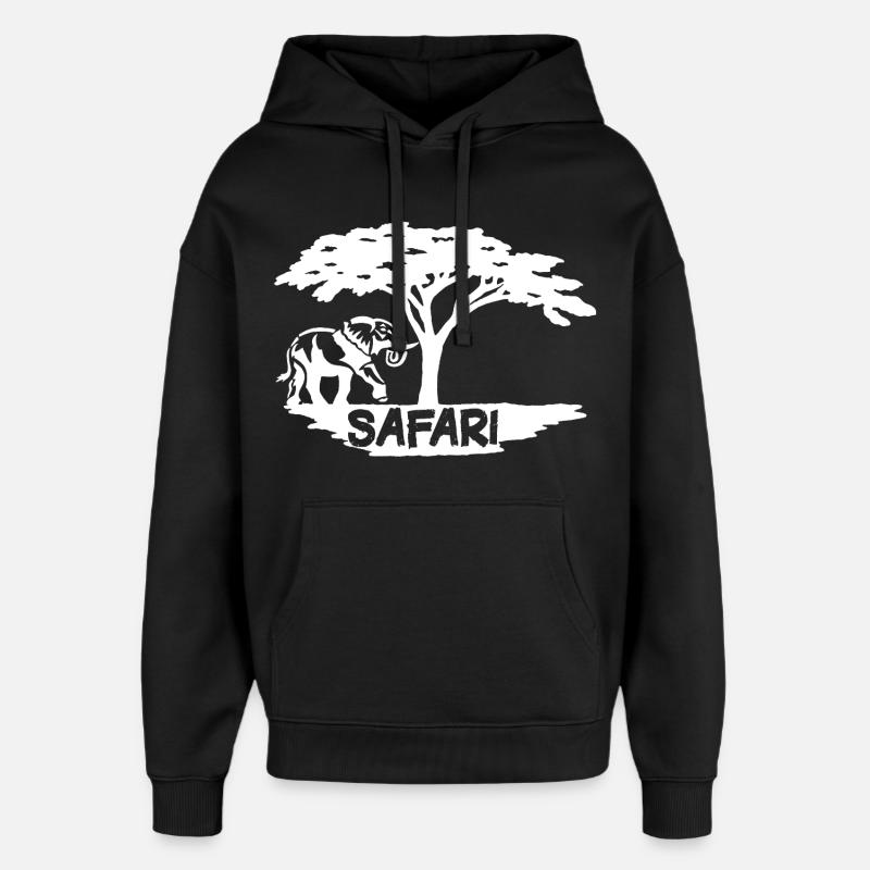 Safari et éléphant blanc - Sweat à capuche unisexe Stanley/Stella Oversized - noir